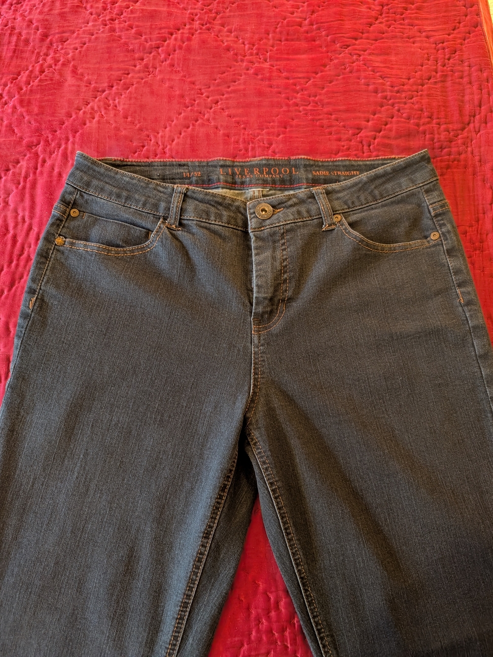 Liverpool Jeans Company Women's Straight Leg Jeans - Charcoal Blue